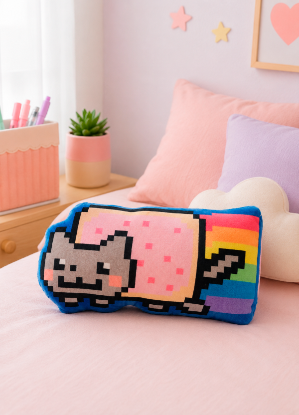 Producto - Mini Almohadón Gatito Nyan Cat Ultra suave