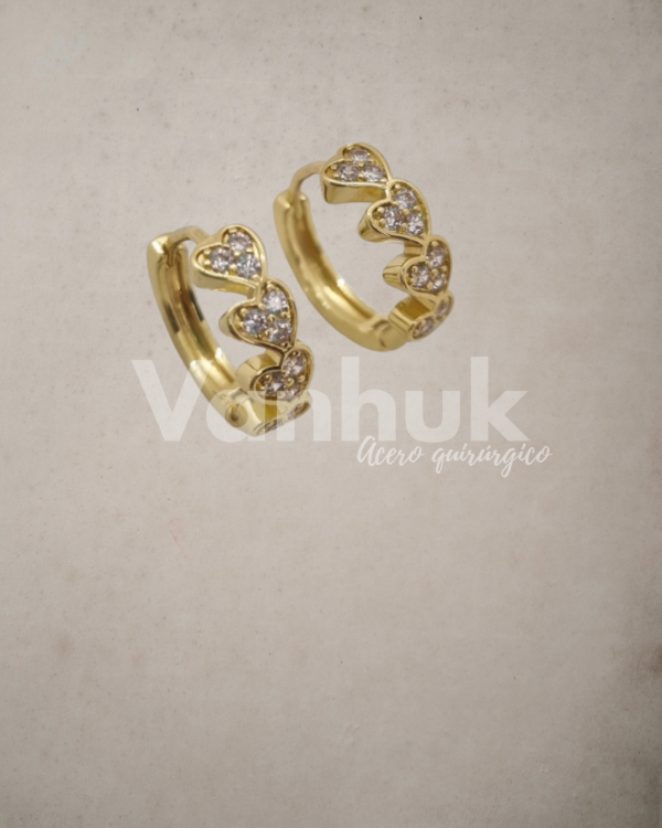 Producto - Aros argolla 4 corazones y strass clip D - 2