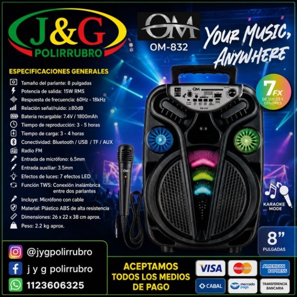 Producto - PARLANTE OM-832 + MICROFONO