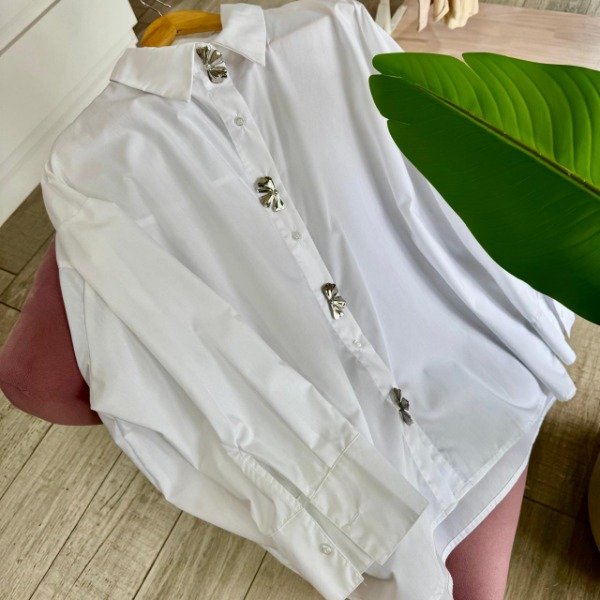 Producto - Camisa de poplin con prendedores plateado flor 7722 - 2