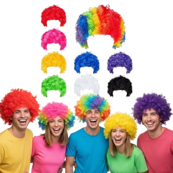 Producto - 3 Pelucas Afro Payaso ( Colores Surtidos )