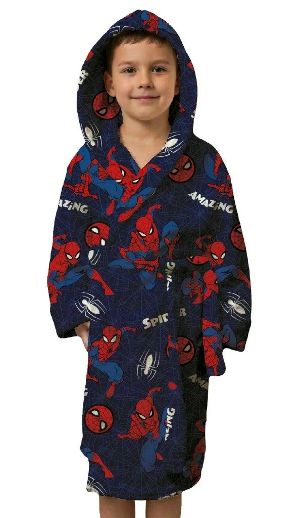Producto - Bata de Invierno Infantil Spiderman Flannel con Capucha