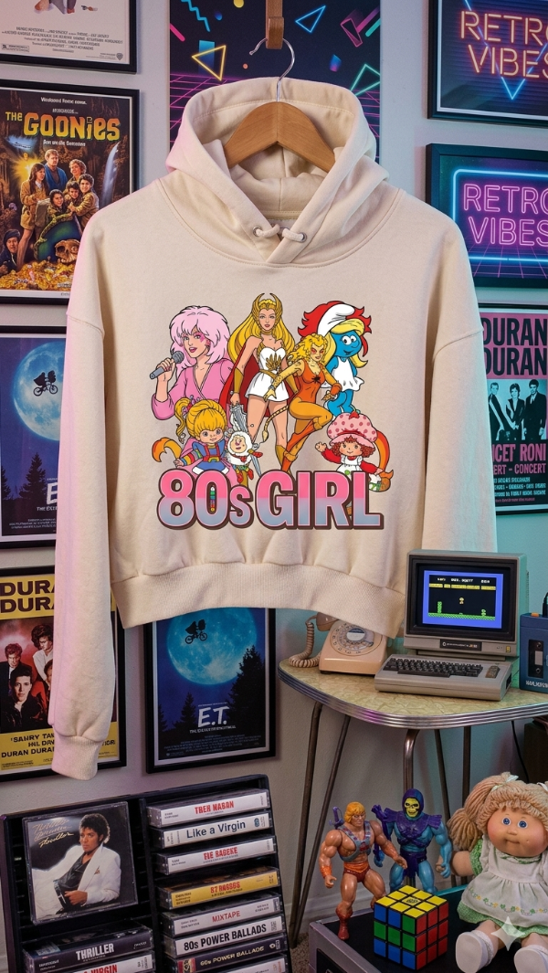 Producto - Buzo Canguro Crop Top 80s Girl Hueso