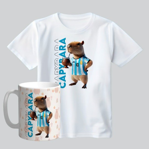 Producto - Combo de Remera con Taza Plástica: CAPYBARA #02