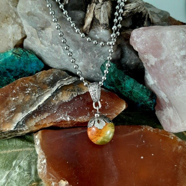 Producto - Dije esfera Ónix y cadena de acero - 0