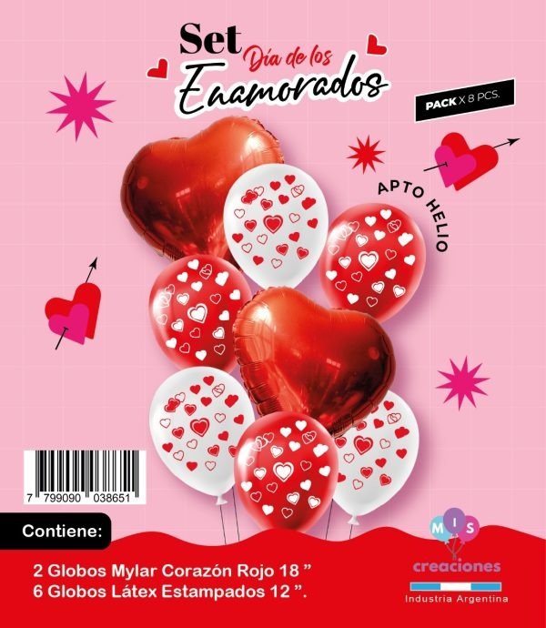 Producto - Set x8 globos mylar y latex