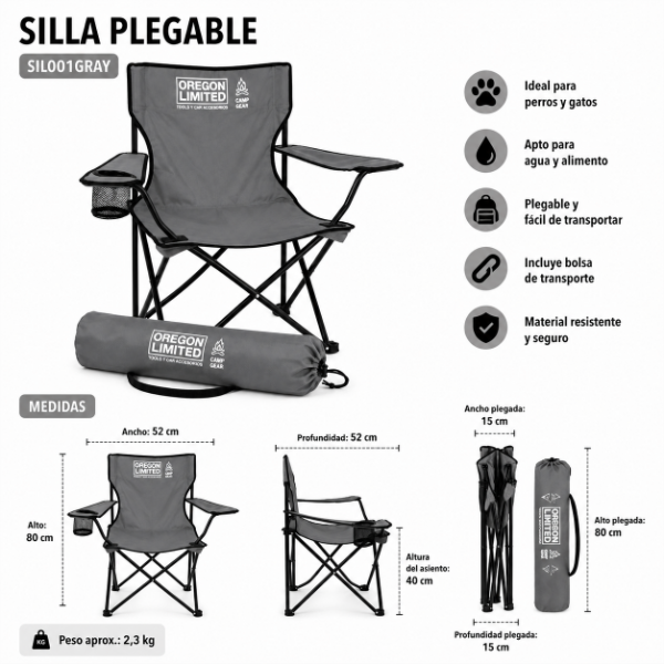 Producto - Pack 2 Sillas Plegables Oregon Camping Playa Con Portavasos - 6