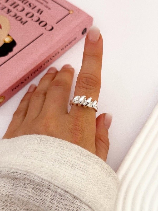 Producto - Anillo Resorte Regulable CHUNKY Acero Blanco