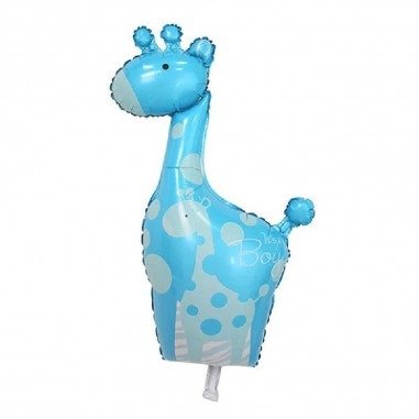 Producto - Globo metalizado Baby Shower "Jirafa" celeste/rosado