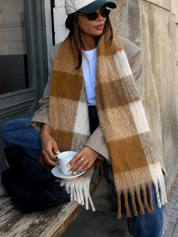 Producto - BUFANDON NUBE CUADRILLE BEIGE