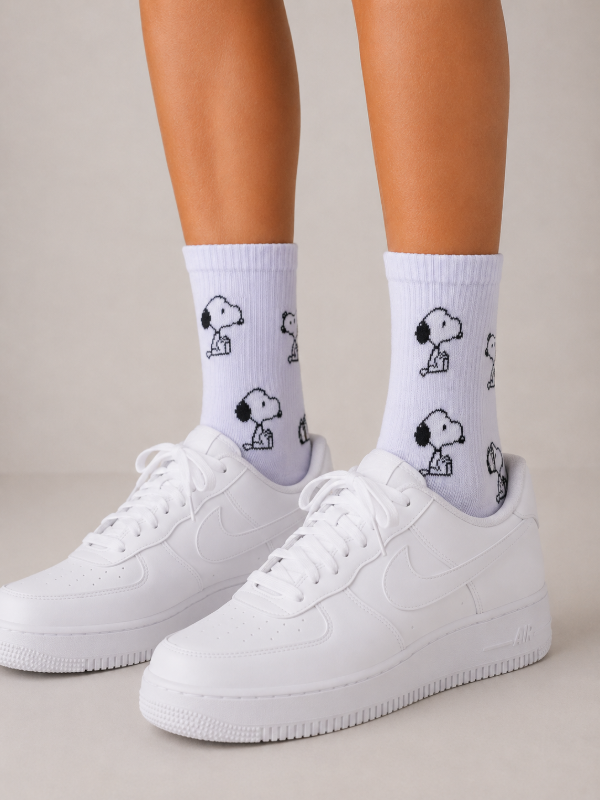 Producto - MEDIAS 3/4 ALGODÓN MULTI SNOOPY BLANCO