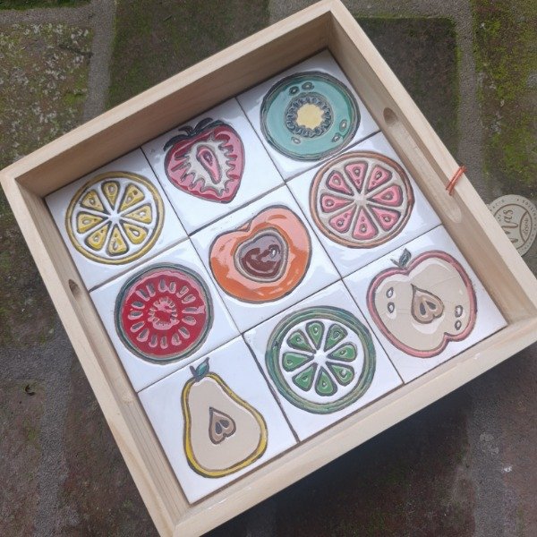 Producto - Bandeja de 20x20 con 4 azulejos esmaltados de 10x10 - 1