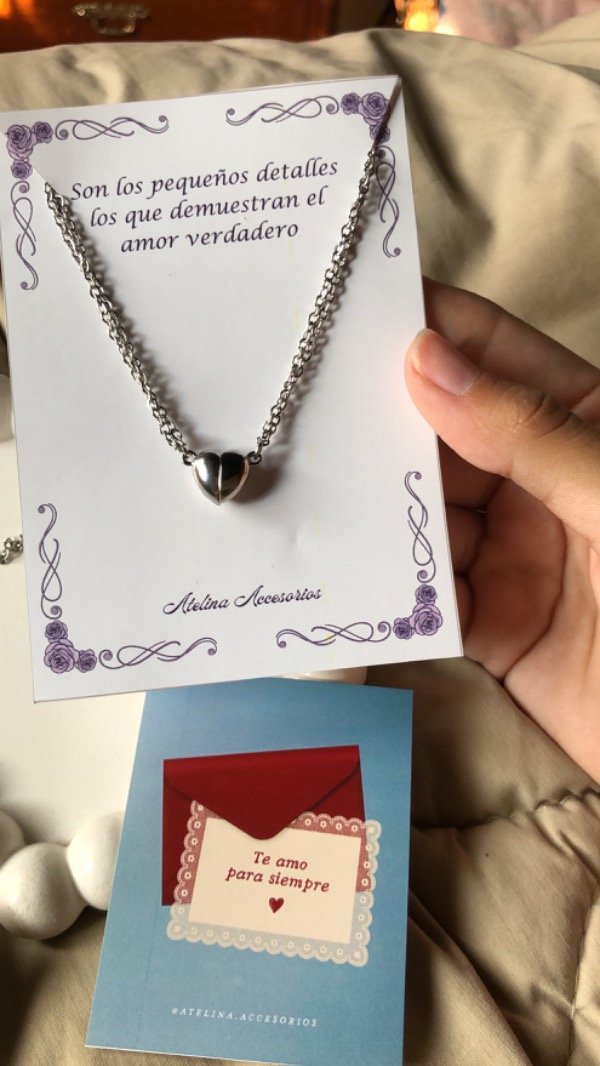 Producto - Combo: Collares para compartir Corazón imantado + 2 tarjetas