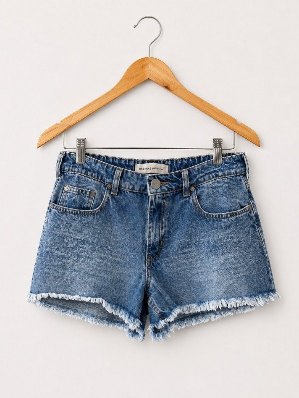 Producto - SHORT JEAN DENIM DESFLECADO CELESTE - 0