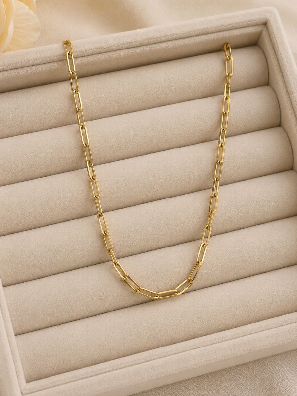 Producto - Collar eslabones 45cm acero dorado