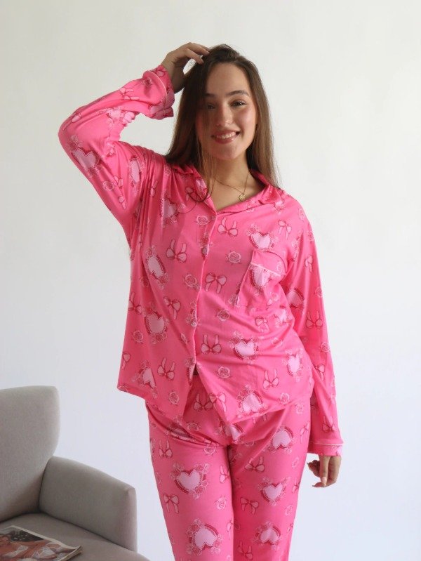 Producto - PIJAMA CAMISERO CORAZONES