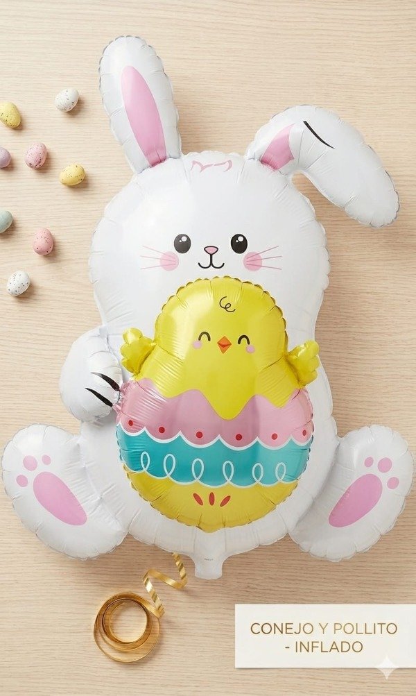 Producto - Globo silueta de pascua "Conejo abrazando a pollito"