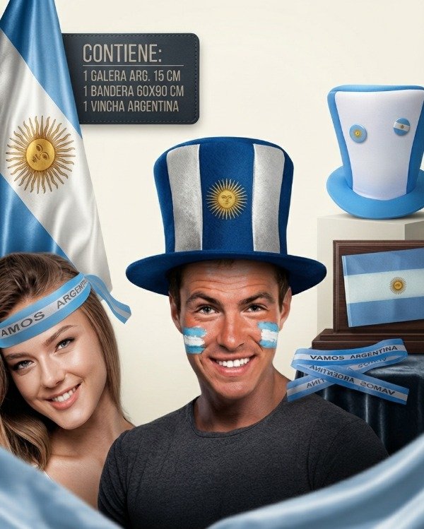 Producto - Combo Argenitna Bandera Vincha Galera futbol cotillon - 0