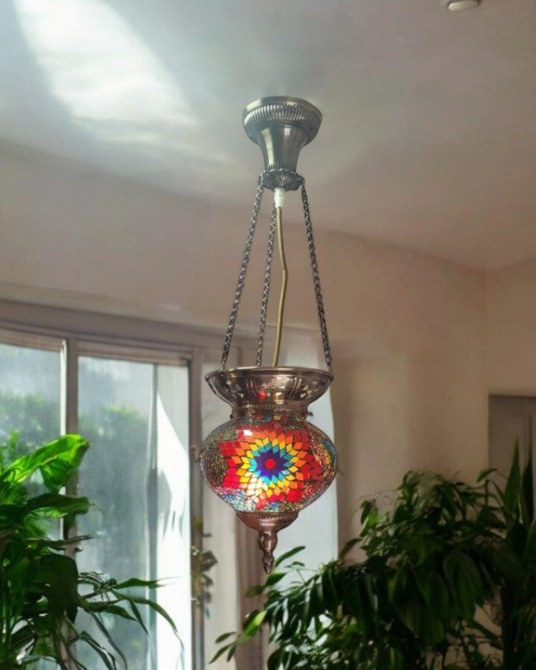 Producto - Lampara Techo Araña Turca Marroqui tres cadenas