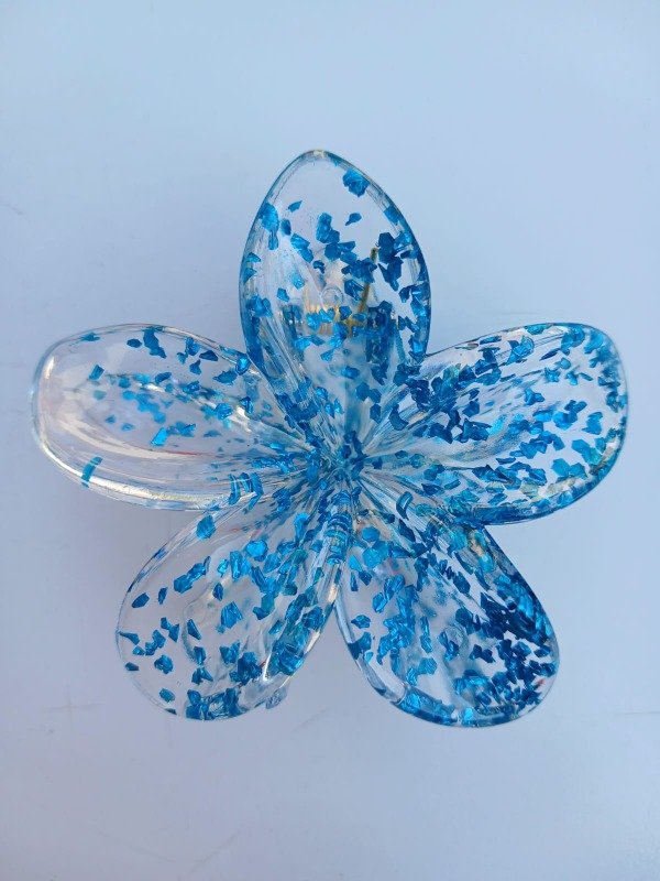Producto - Broche p/pelo 7.5cm Flor Hawaiana Estampa Transparente M02