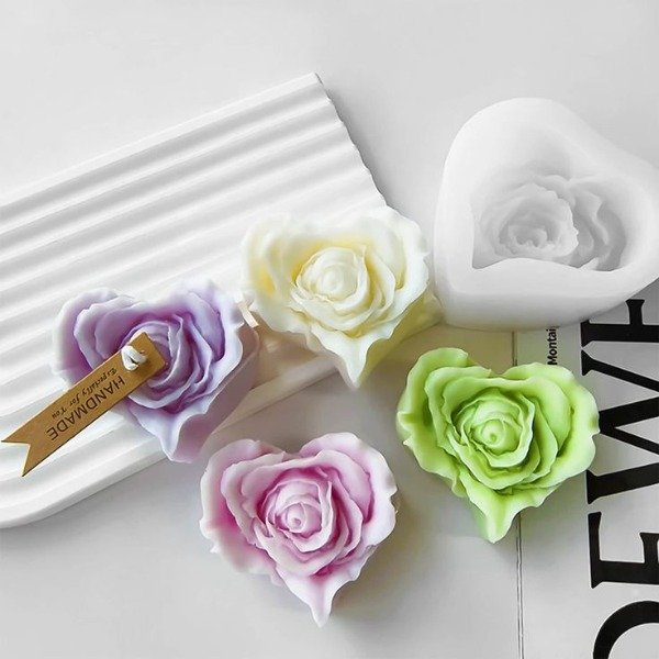 Producto - Molde vela rosa petalos corazon