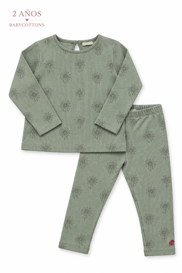 Producto - Conjunto verde con flores Babycottons - 0