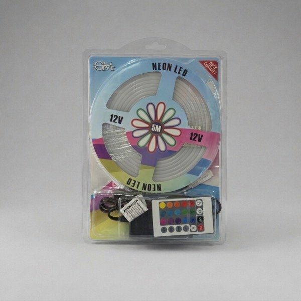 Producto - MANGUERA NEÓN LED RGB FLEXIBLE 5 METROS TIRAS DE LUCES 12V CON CONTROL REMOTO