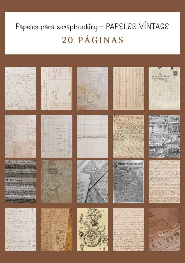 Producto - Pack de Papeles para Scrapbooking PAPELES VINTAGE