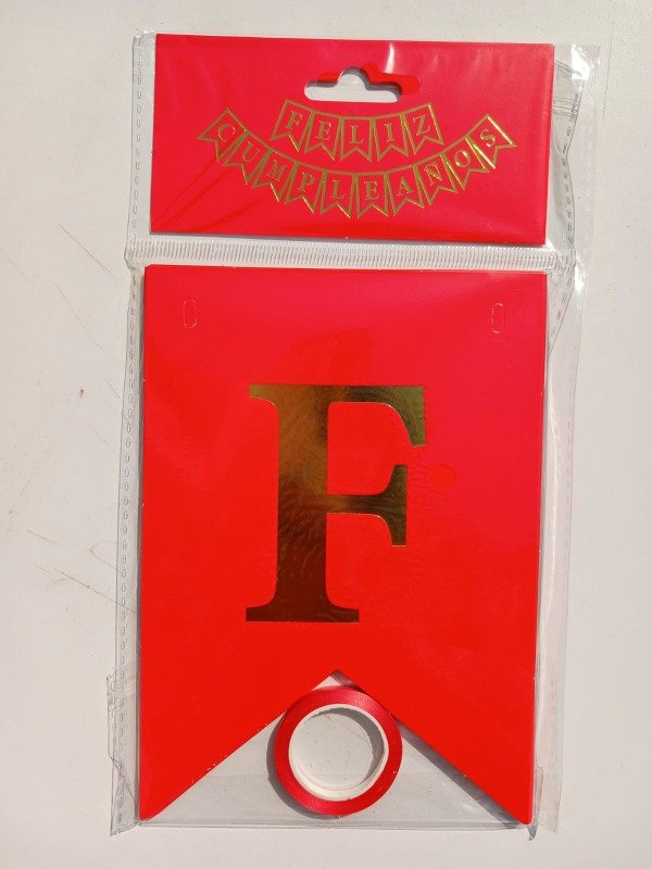 Producto - Banderín Liso "FC" Rojo