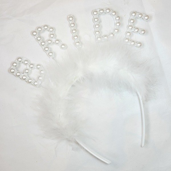 Producto - Vincha con plumas y perlas BRIDE