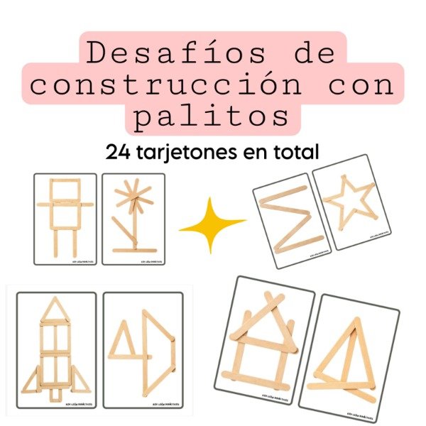 Producto - Pack tarjetones: Desafíos de construcción con palitos