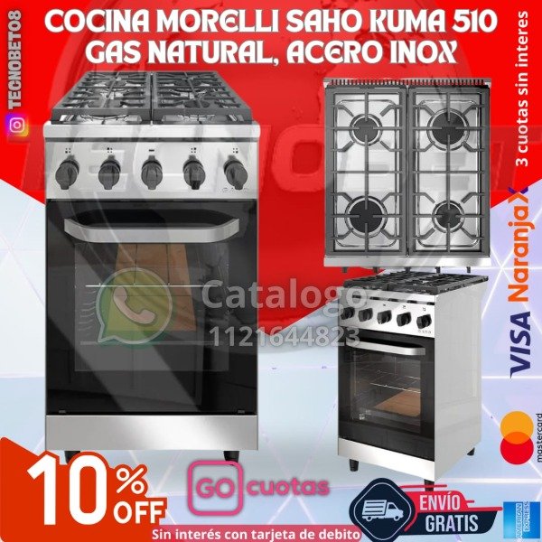 Producto - COCINA MORELLI SAHO KUMA 510 GAS NATURAL, ACERO INOX