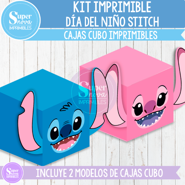 Producto - KIT IMPRIMIBLE DÍA DEL NIÑO STITCH CAJAS CUBOS