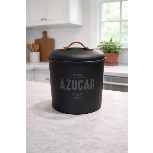 Producto - Azucarera Metálica Negra con Tapa Hermética