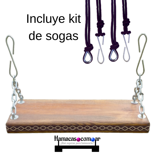 Producto - Hamaca de madera ESTILO CAMPO con cadenas y sogas largas ENVÍO GRATIS