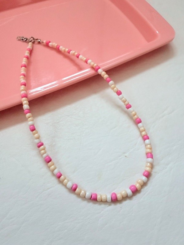 Producto - Collar beige rosa blanco mostacillones