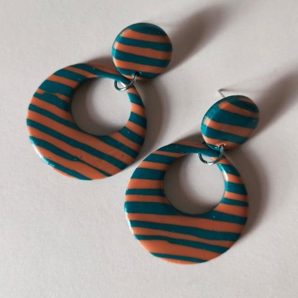 Producto - Doble círculo en naranja, verde y glitter