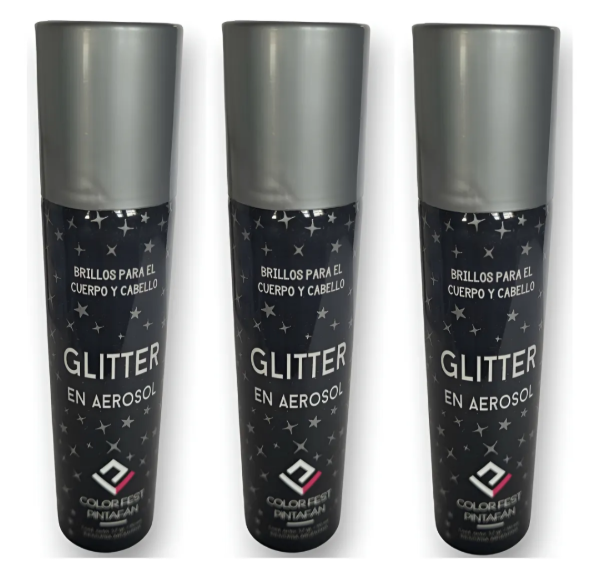 Producto - Glitter plateado x90 cc pintafan para el cuerpo rostro pelo