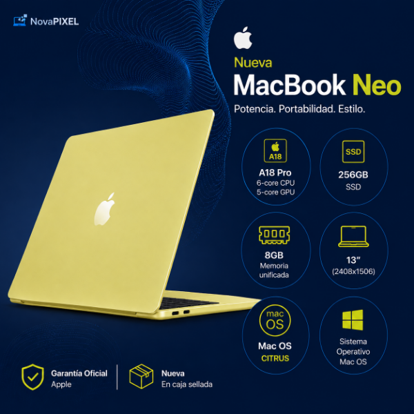 Producto - Apple Macbook Neo 2026 Chip A18 Pro 256gb Ssd 8gb 13 Citrus - 0