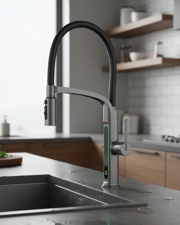 Producto - Grifería Sensor de temperatura Monocomando Canilla Para Cocina Cromado