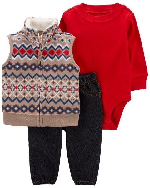 Producto - Trio Micropolar Beba con Chaleco Marroncito Arabezcos