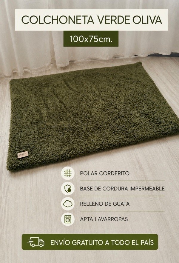 Producto - COLCHONETA POLAR CORDERITO VERDE OLIVA