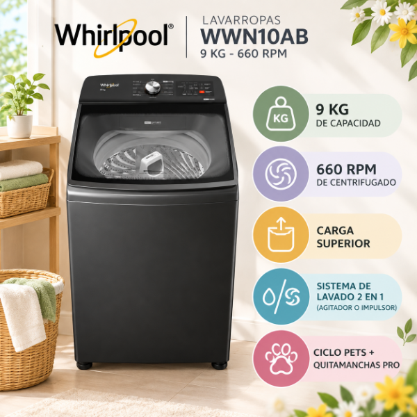 Producto - LAVARROPAS WHIRLPOOL WWN10AB 9KG - 660 RPM
