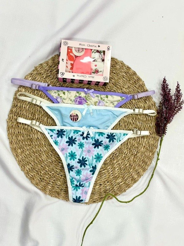 Producto - Art 1314-MON CHERIE- Pack X3 Colaless Regulable de Microfibra EstampadaT: UNICO