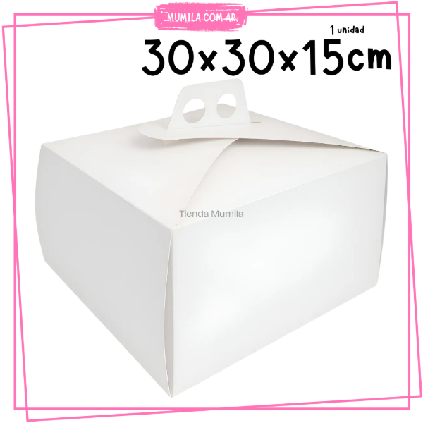 Producto - Caja Torta tarta maletin 30x30x15 Blanca