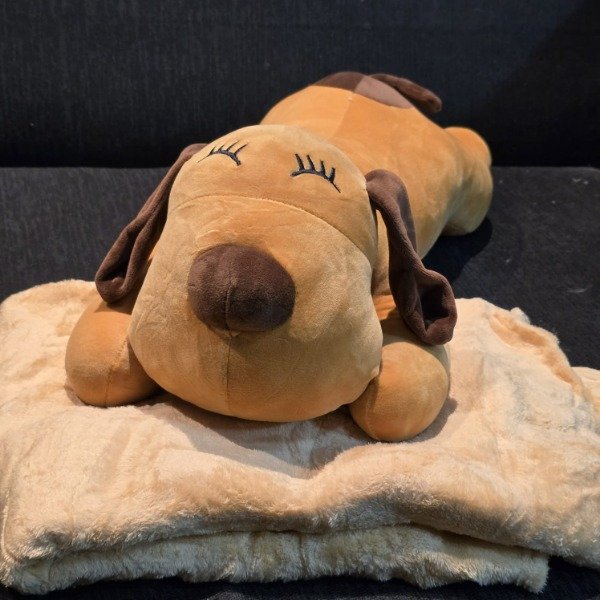 Producto - Peluche: Perro salchicha con manta (marron) [63 cm]