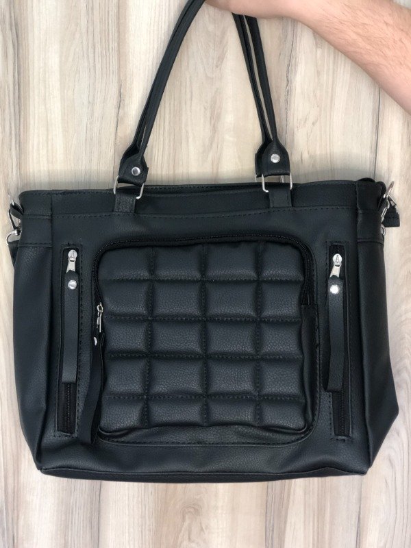 Producto - Bolso universitario ecocuero doble manija negro