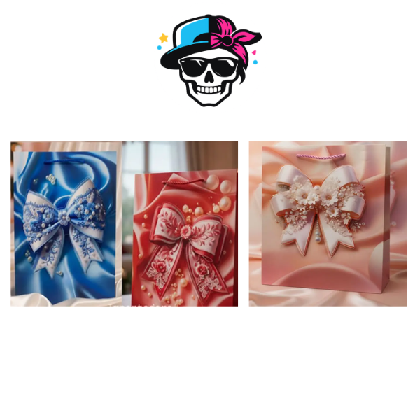 Producto - BOLSA DE REGALO MOÑO 3D CON ROSAS