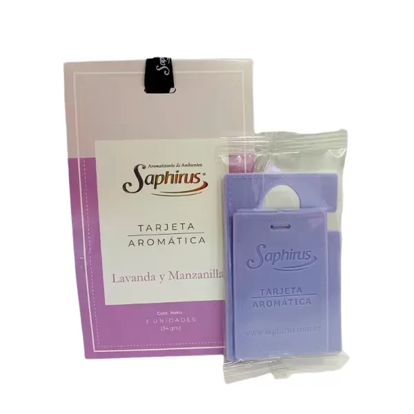 Producto - Tarjetas aromaticas Saphirus LAVANDA Y MANZANILLA (3 unidades)
