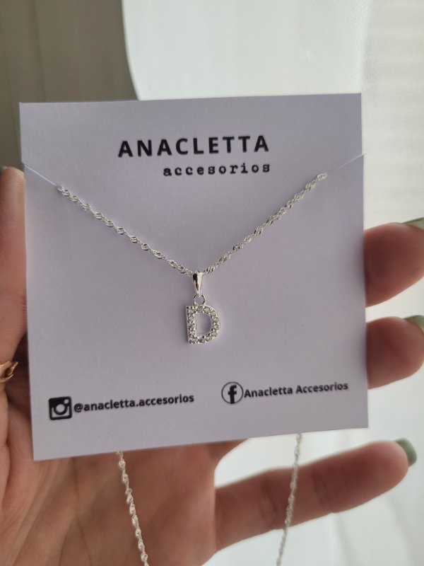 Producto - Gargantilla inicial D cubic Plata 925 - 40 cm